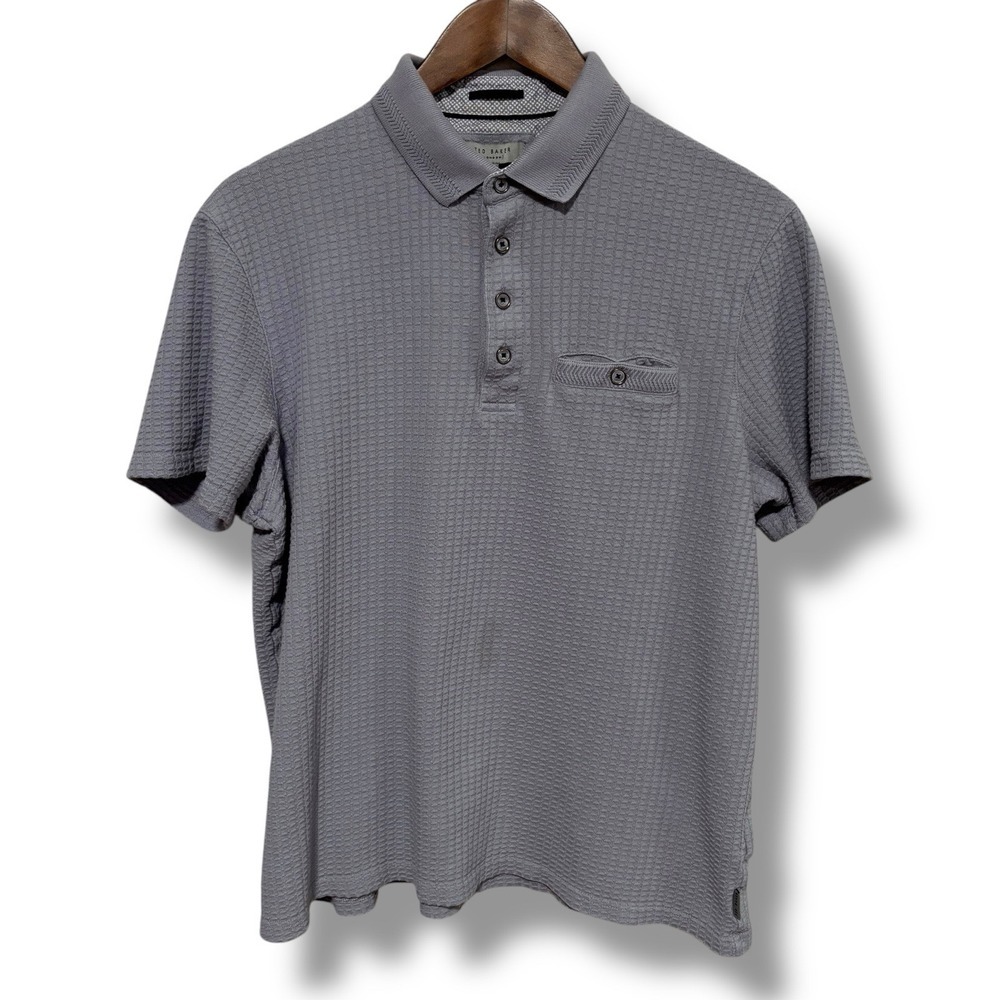 Ted Baker Men's Short Sleeve Button Up Shirt Gray Size 5 / 22 x 24.5